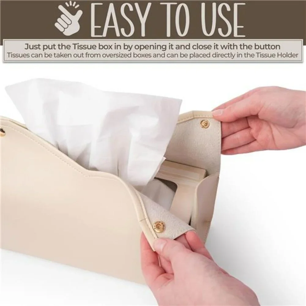 Rectangular leather tissue box cover decorative tissue holder for home office ca
